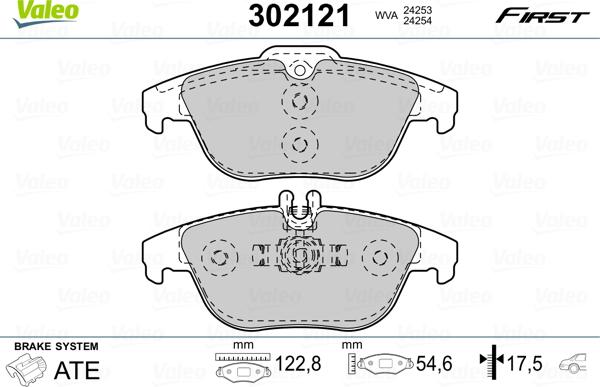 Valeo 302121 - Bromsbeläggssats, skivbroms xdelar.se