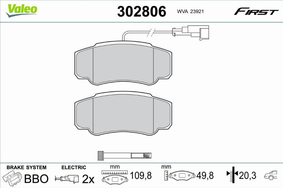 Valeo 302806 - Bromsbeläggssats, skivbroms xdelar.se