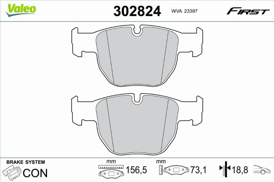 Valeo 302824 - Bromsbeläggssats, skivbroms xdelar.se