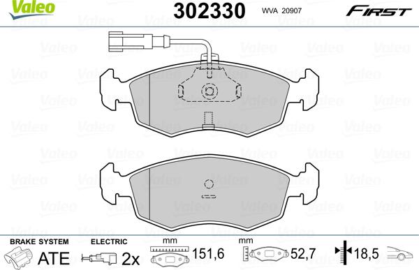 Valeo 302330 - Bromsbeläggssats, skivbroms xdelar.se