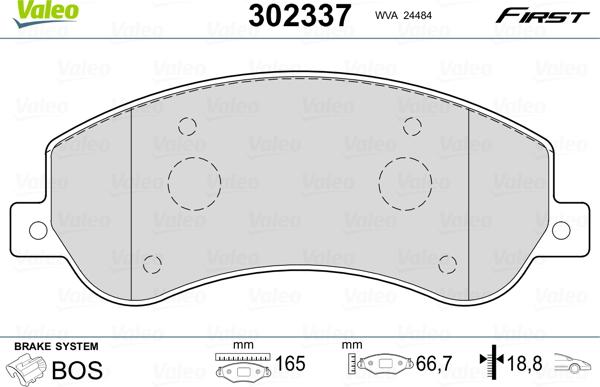 Valeo 302337 - Bromsbeläggssats, skivbroms xdelar.se