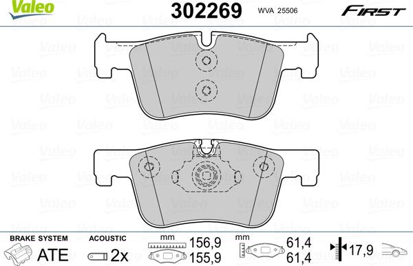 Valeo 302269 - Bromsbeläggssats, skivbroms xdelar.se