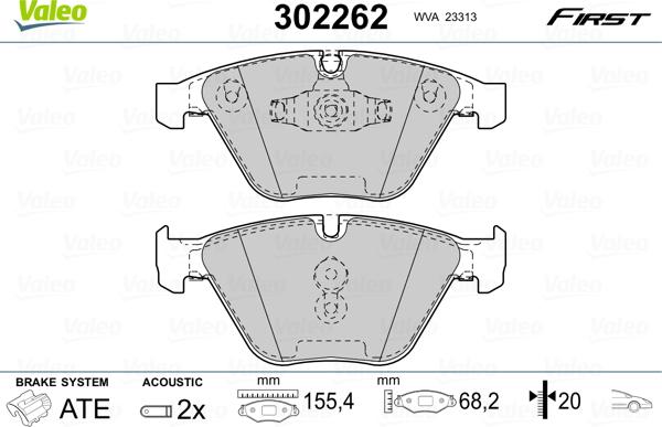 Valeo 302262 - Bromsbeläggssats, skivbroms xdelar.se