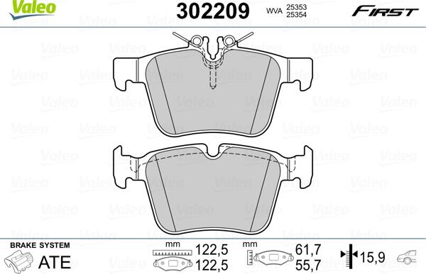 Valeo 302209 - Bromsbeläggssats, skivbroms xdelar.se