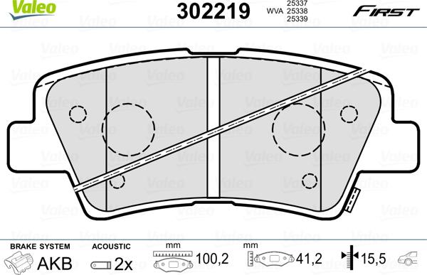 Valeo 302219 - Bromsbeläggssats, skivbroms xdelar.se