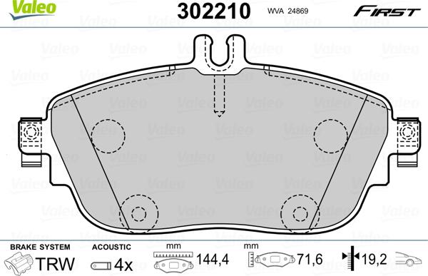 Valeo 302210 - Bromsbeläggssats, skivbroms xdelar.se