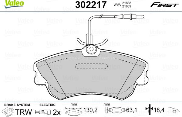 Valeo 302217 - Bromsbeläggssats, skivbroms xdelar.se