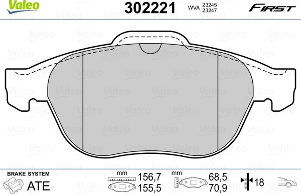 Valeo 302221 - Bromsbeläggssats, skivbroms xdelar.se