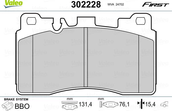 Valeo 302228 - Bromsbeläggssats, skivbroms xdelar.se