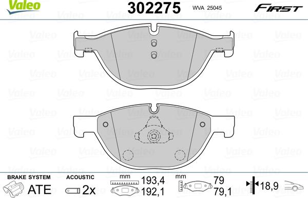 Valeo 302275 - Bromsbeläggssats, skivbroms xdelar.se