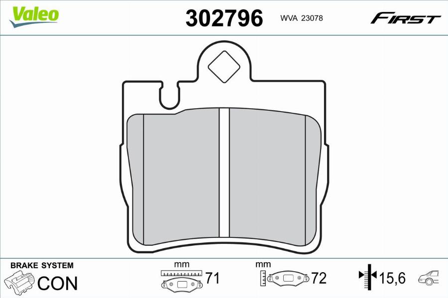 Valeo 302796 - Bromsbeläggssats, skivbroms xdelar.se