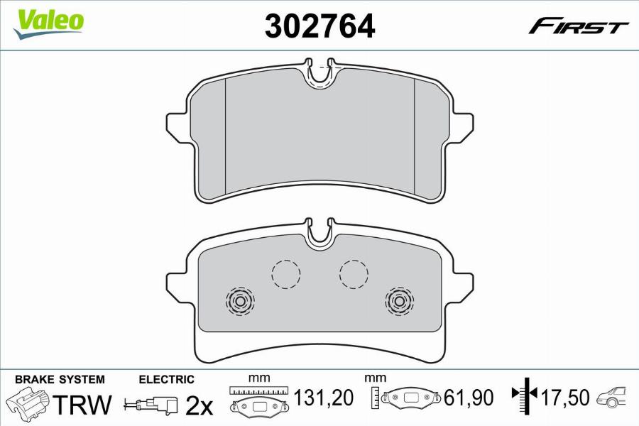 Valeo 302764 - Bromsbeläggssats, skivbroms xdelar.se