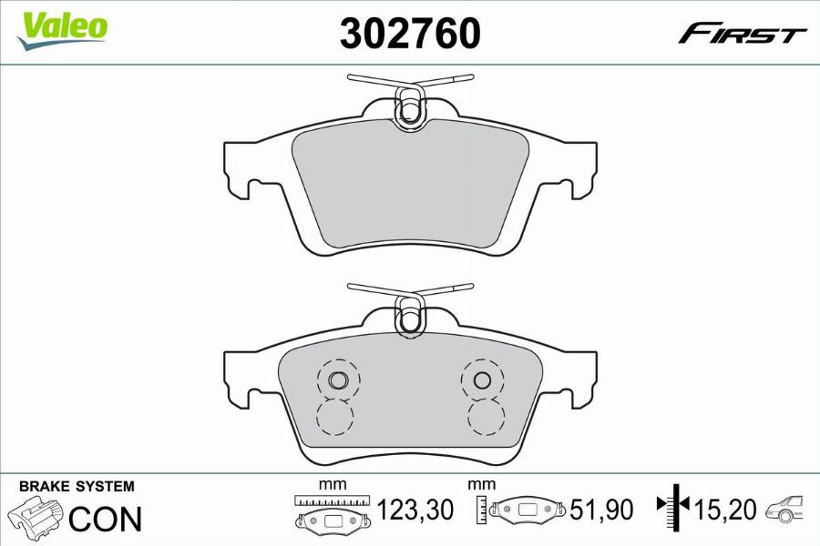 Valeo 302760 - Bromsbeläggssats, skivbroms xdelar.se