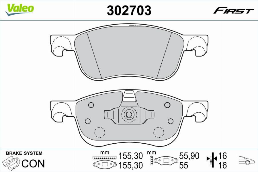 Valeo 302703 - Bromsbeläggssats, skivbroms xdelar.se