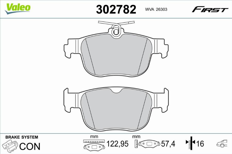 Valeo 302782 - Bromsbeläggssats, skivbroms xdelar.se