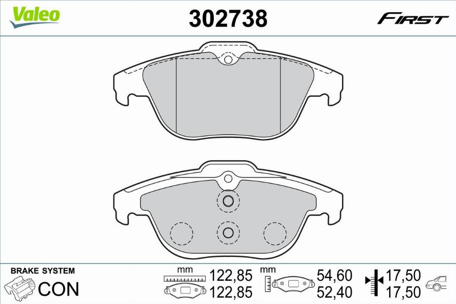 Valeo 302738 - Bromsbeläggssats, skivbroms xdelar.se