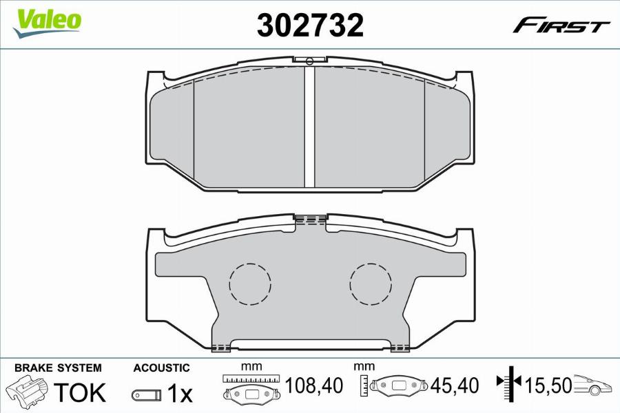 Valeo 302732 - Bromsbeläggssats, skivbroms xdelar.se