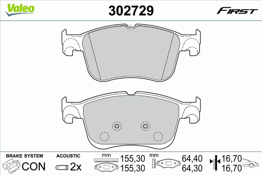 Valeo 302729 - Bromsbeläggssats, skivbroms xdelar.se