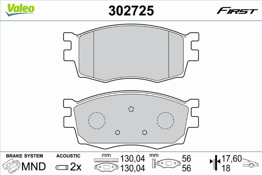 Valeo 302725 - Bromsbeläggssats, skivbroms xdelar.se