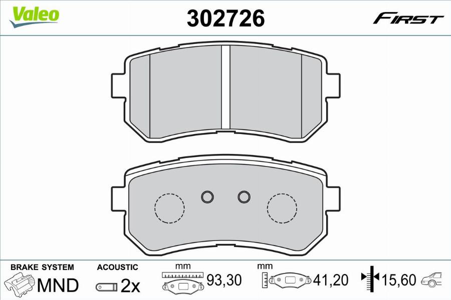 Valeo 302726 - Bromsbeläggssats, skivbroms xdelar.se