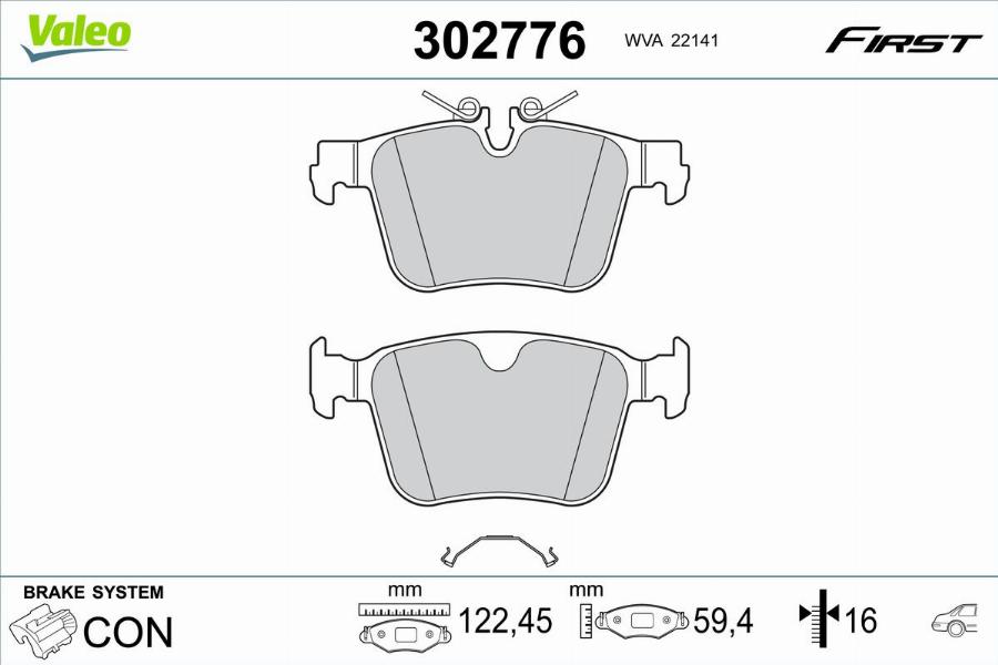 Valeo 302776 - Bromsbeläggssats, skivbroms xdelar.se