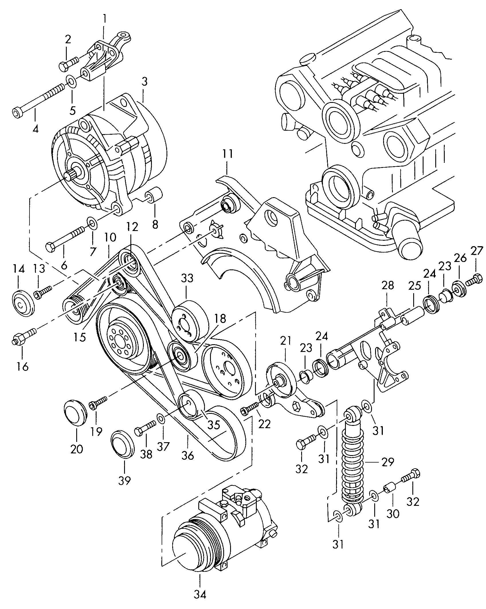 VAG 059 145 288 - Reparationssats, spännarm flerspårsrem xdelar.se