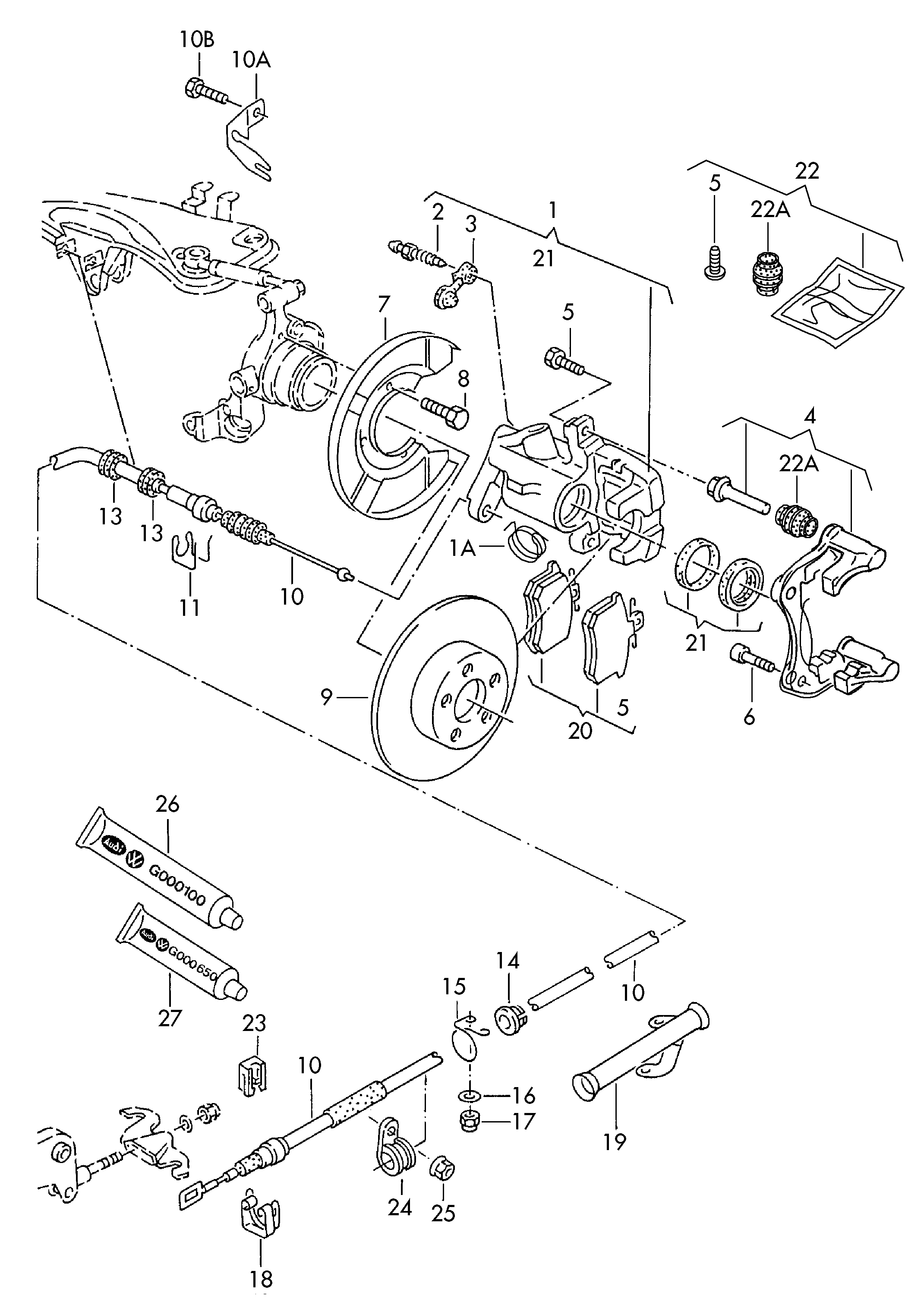 VAG 1J0 698 451 H - Bromsbeläggssats, skivbroms xdelar.se