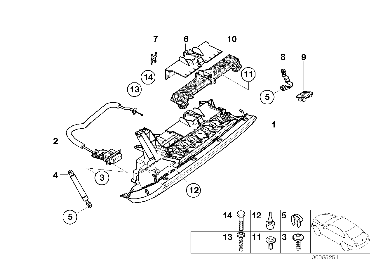 BMW 51167002385 - Gasfjäder, handskfack xdelar.se