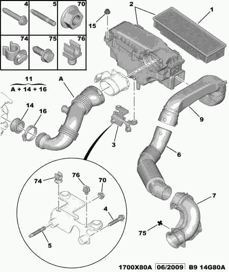 CITROËN 1434 E1 - Insug, luftfilter xdelar.se