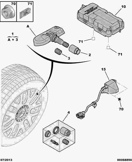 CITROËN 5430 93 - Hjulsensor, däcktryckskontrollsystem xdelar.se