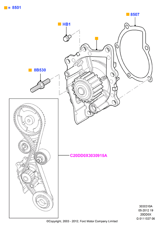 FORD 1870053 - Vattenpump + kuggremssats xdelar.se