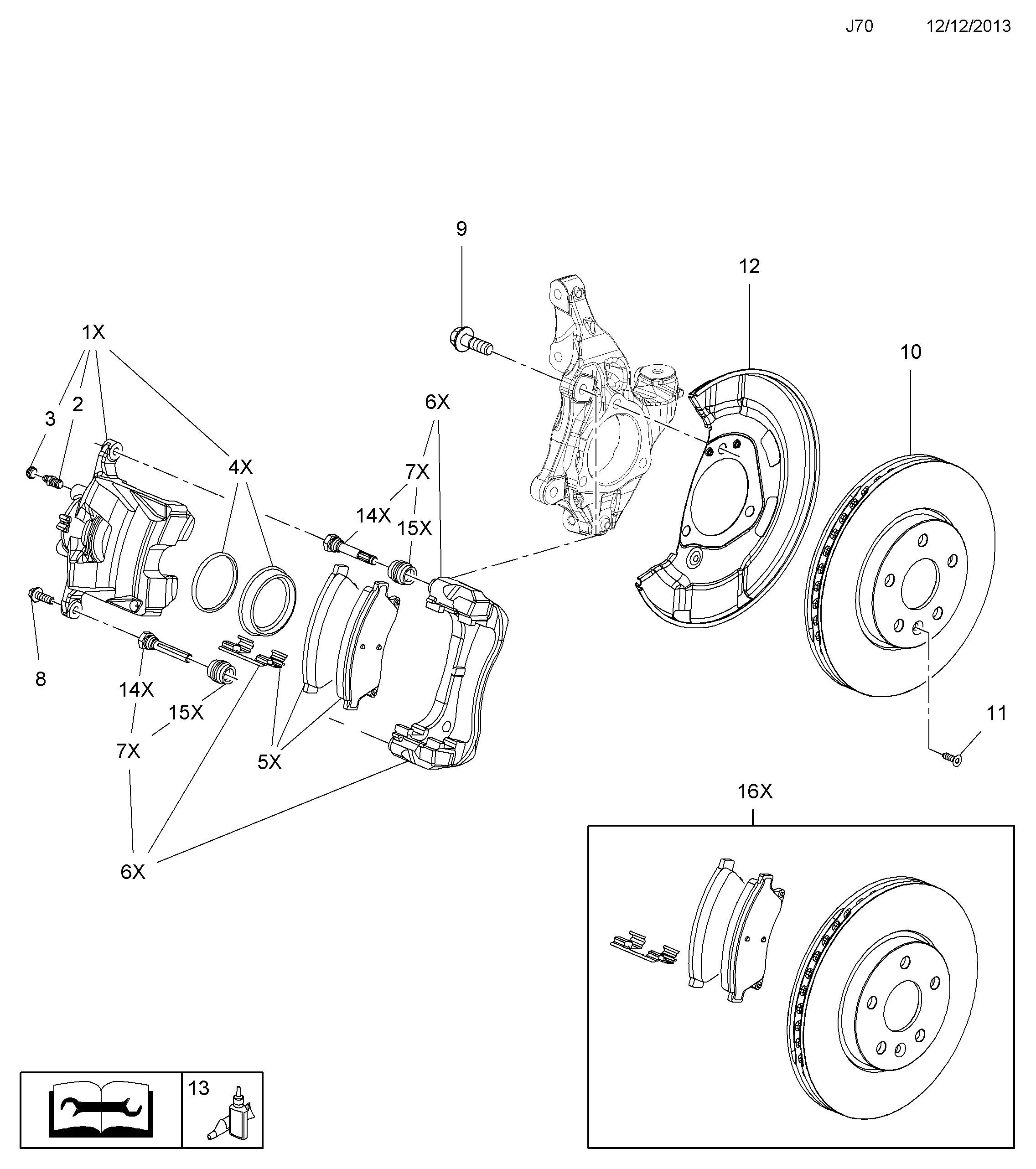 Chevrolet 16 05 169 - Bromsbeläggssats, skivbroms xdelar.se