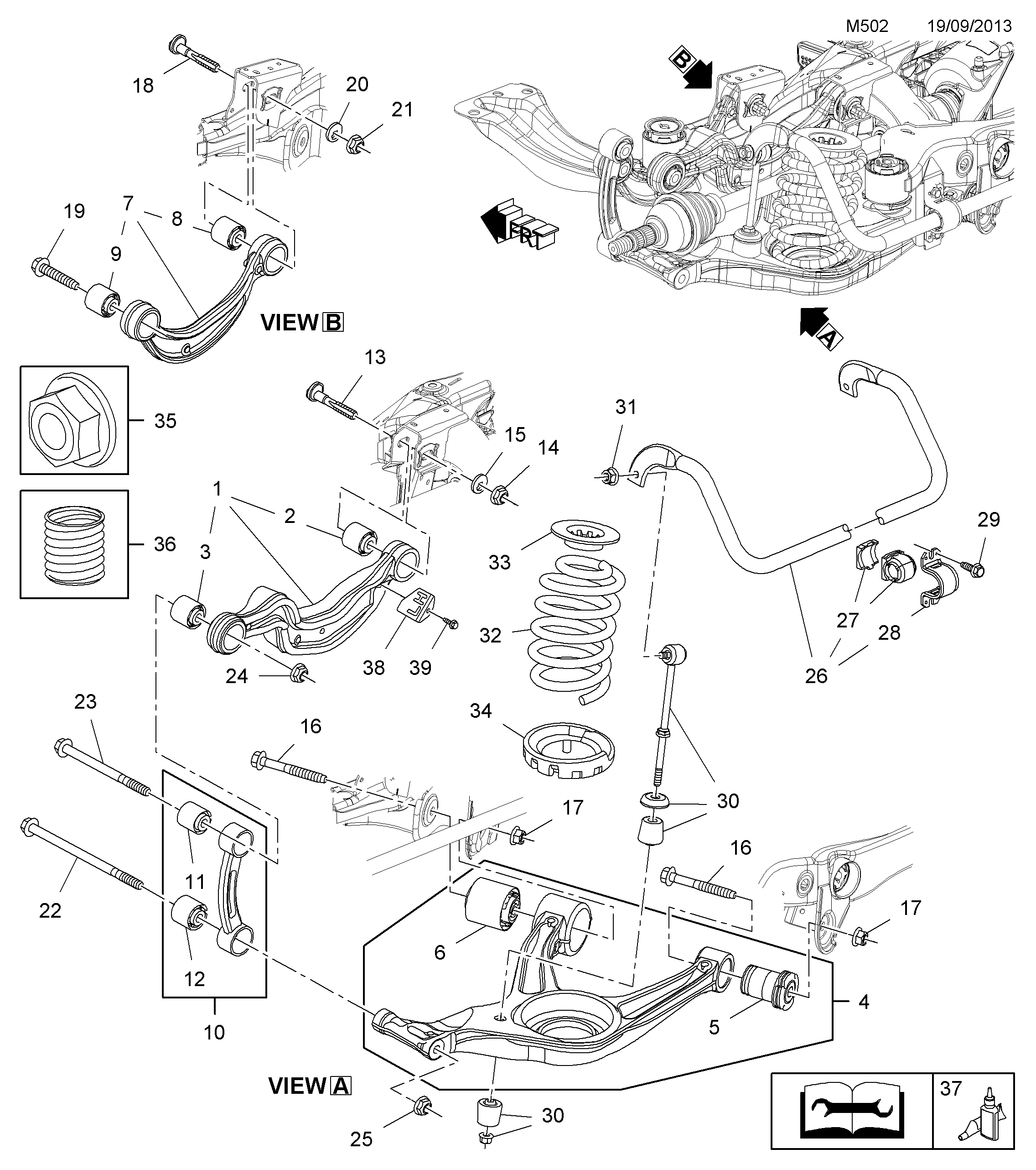 Opel 344987 - Fjäderbens-stödlager xdelar.se