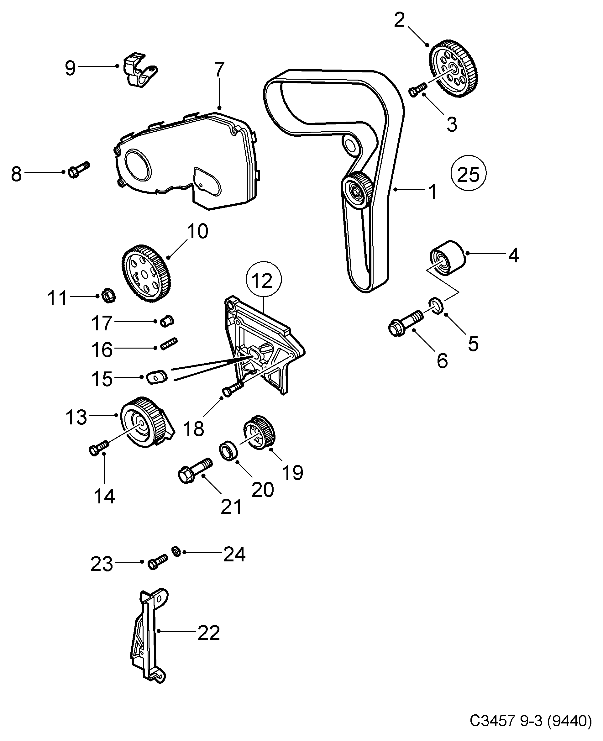 SAAB 93 17 8807 - Styrrulle, kuggrem xdelar.se