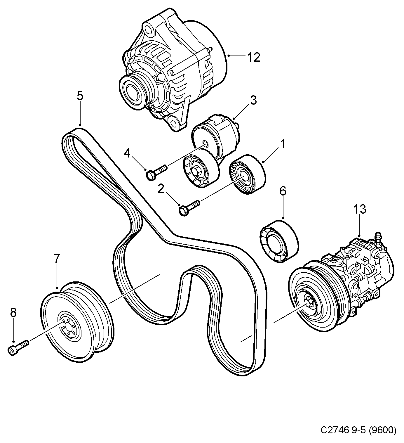 Vauxhall 55190813 - Styrrulle, flerspårsrem xdelar.se