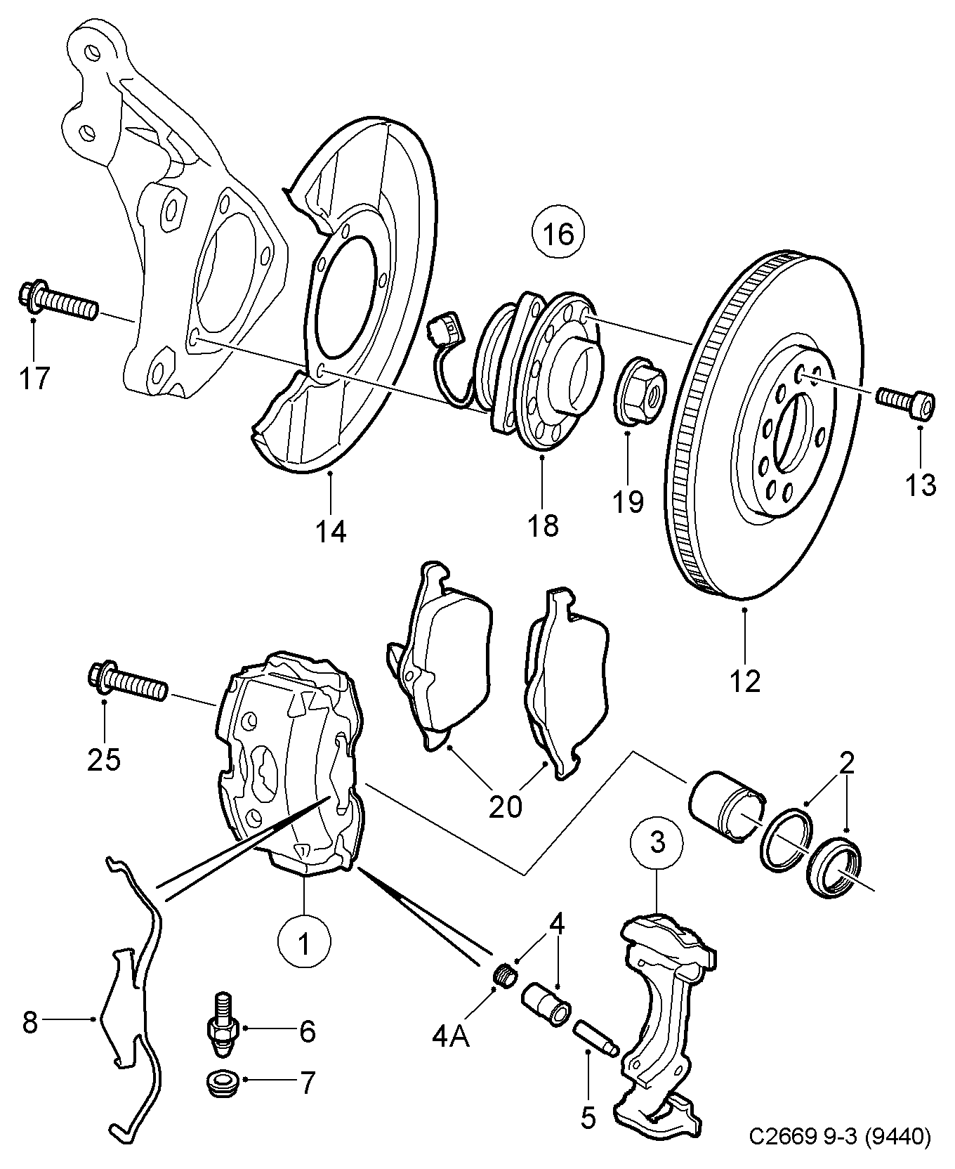 Opel 93176377 - Tillbehörssats, skivbromsbelägg xdelar.se