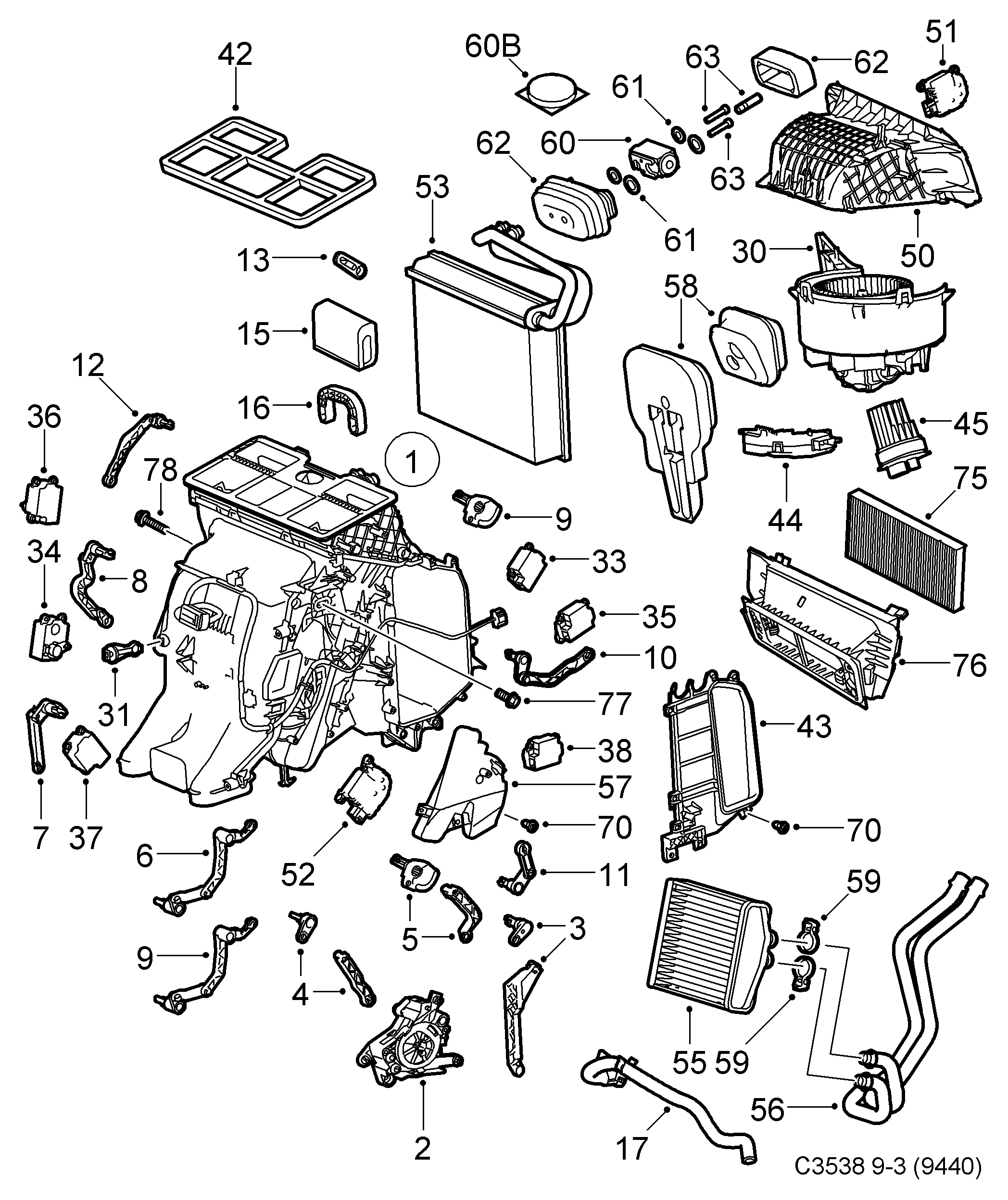 SAAB 90 566 802 - Kontrollenhet,klimatanläggning xdelar.se