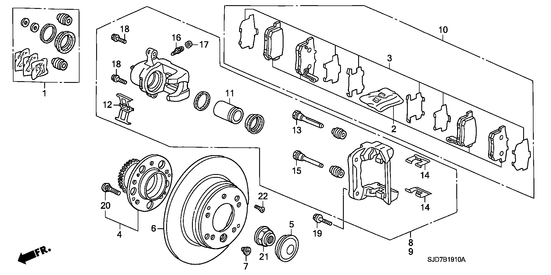 Honda 43022-SJF-E00 - Bromsbeläggssats, skivbroms xdelar.se