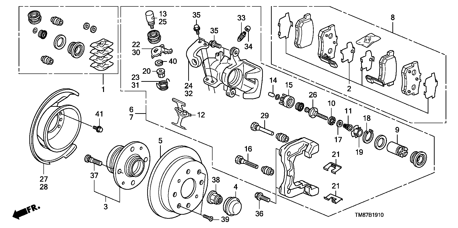 Honda 43019-TM8-G00 - Reparationssats, bromsok xdelar.se