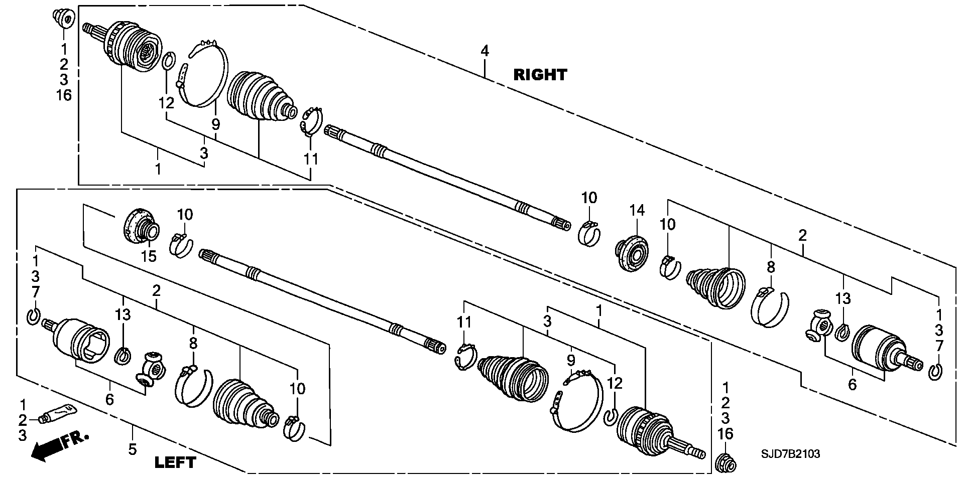 Honda 44306SJDE20 - Ledsats, drivaxel xdelar.se