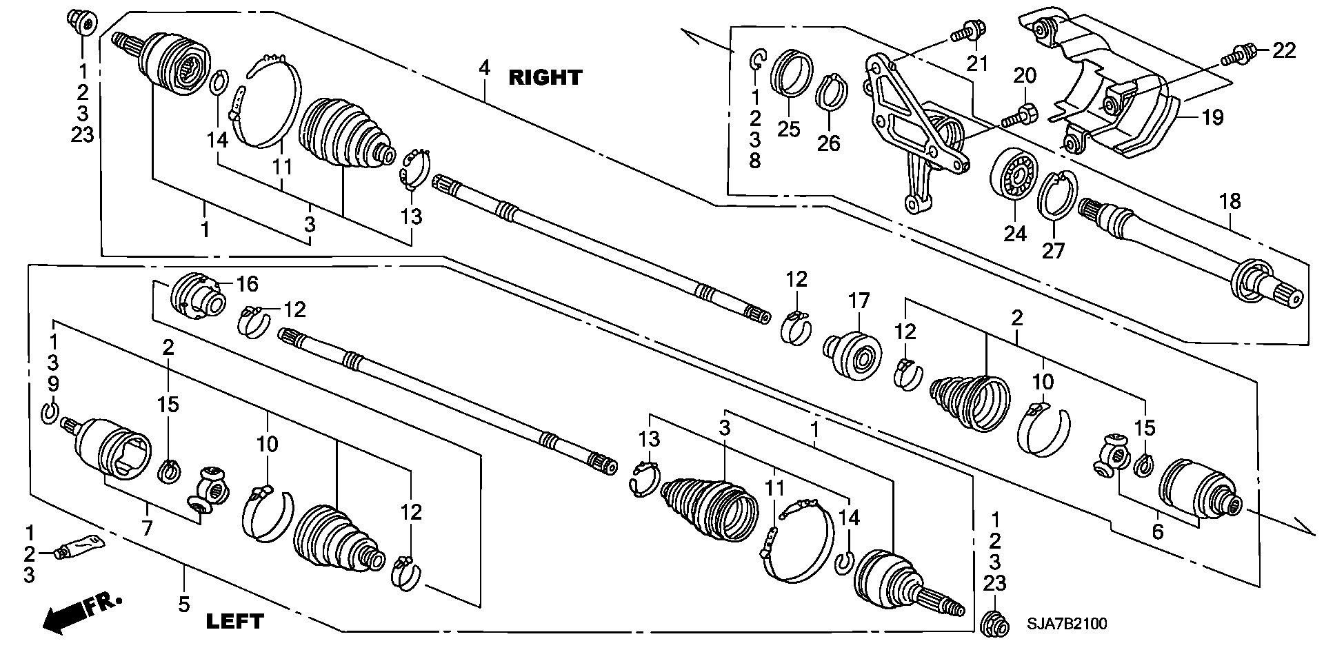 Honda 44017-SJK-000 - Bälgar, drivaxel xdelar.se