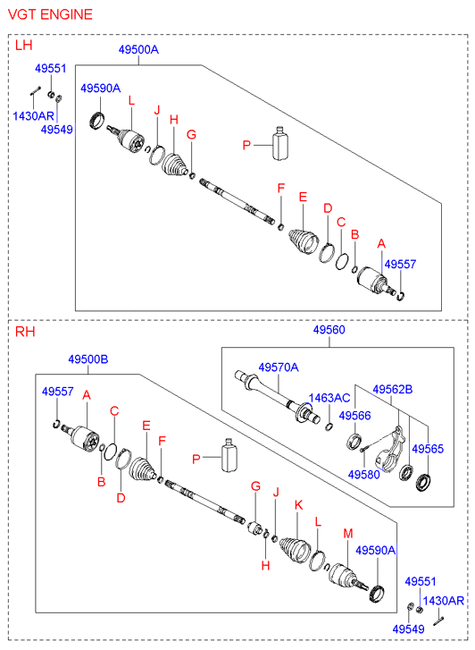 Hyundai 49501-2E400 - Ledsats, drivaxel xdelar.se