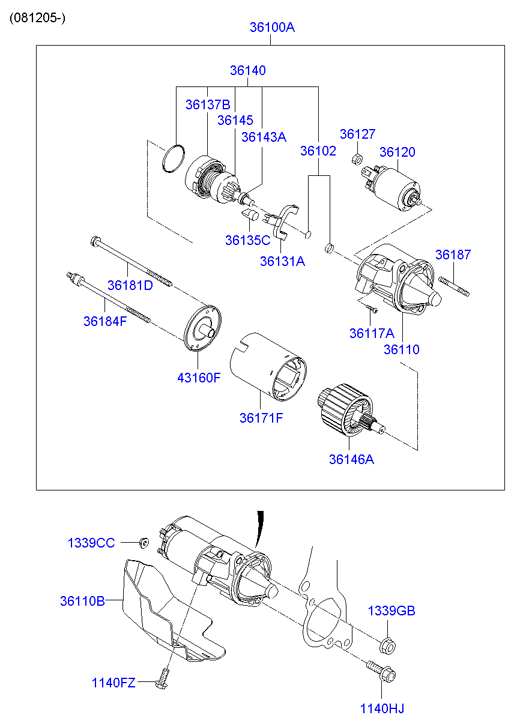 KIA 3614532510 - Drev, startmotor xdelar.se