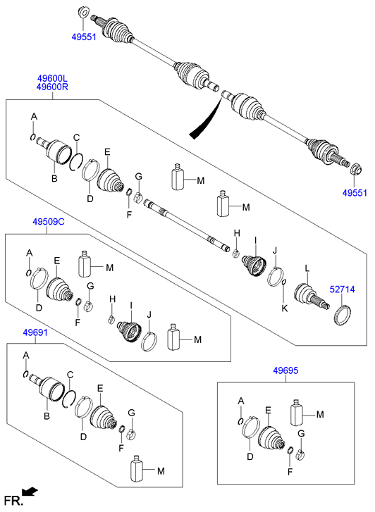 Hyundai 496822W050 - Ledsats, drivaxel xdelar.se