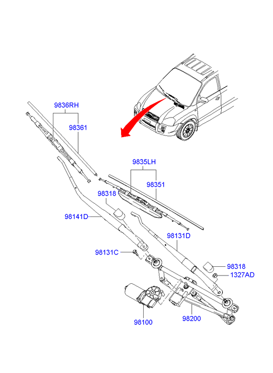 Hyundai 983602E000 - Torkarblad xdelar.se