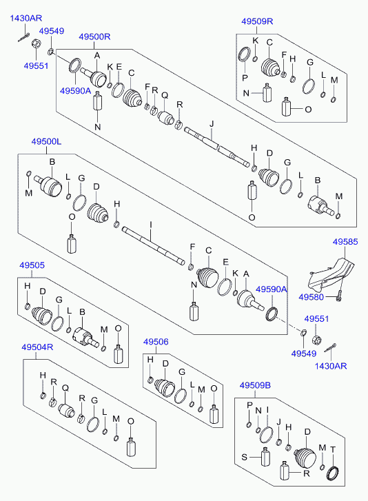 Hyundai 49500-2H012 - Ledsats, drivaxel xdelar.se