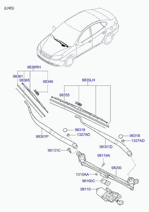 Hyundai 983502H050 - Torkarblad xdelar.se