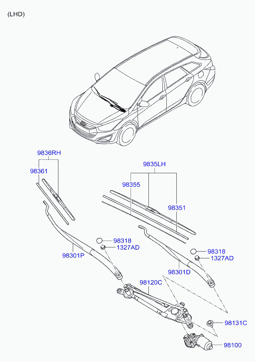 Hyundai 98361-3Z000 - Torkarblad xdelar.se