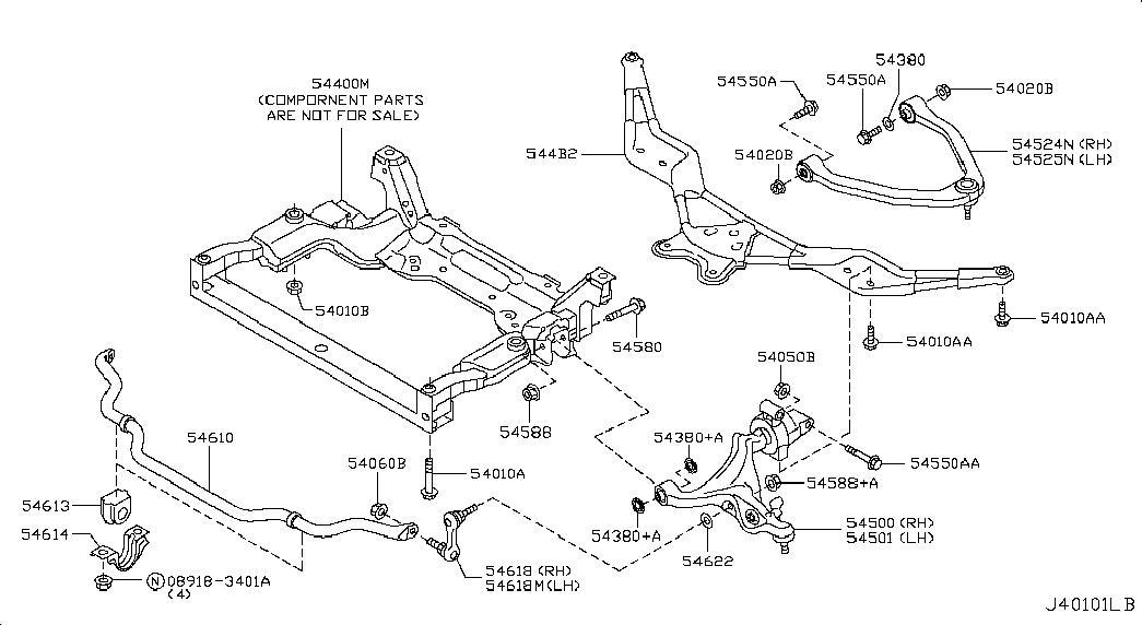 NISSAN 54524-1MA0A - Reparationssats, bär / styrled xdelar.se