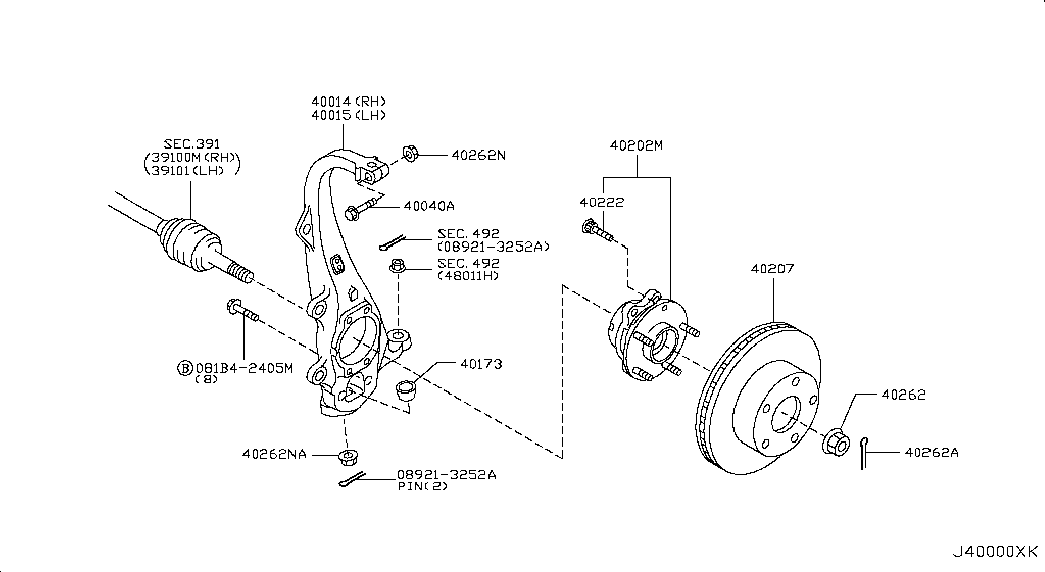 NISSAN 40202-4GE0A - Hjullagerssats xdelar.se